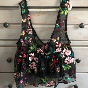 urban outfitters floral embroidered top